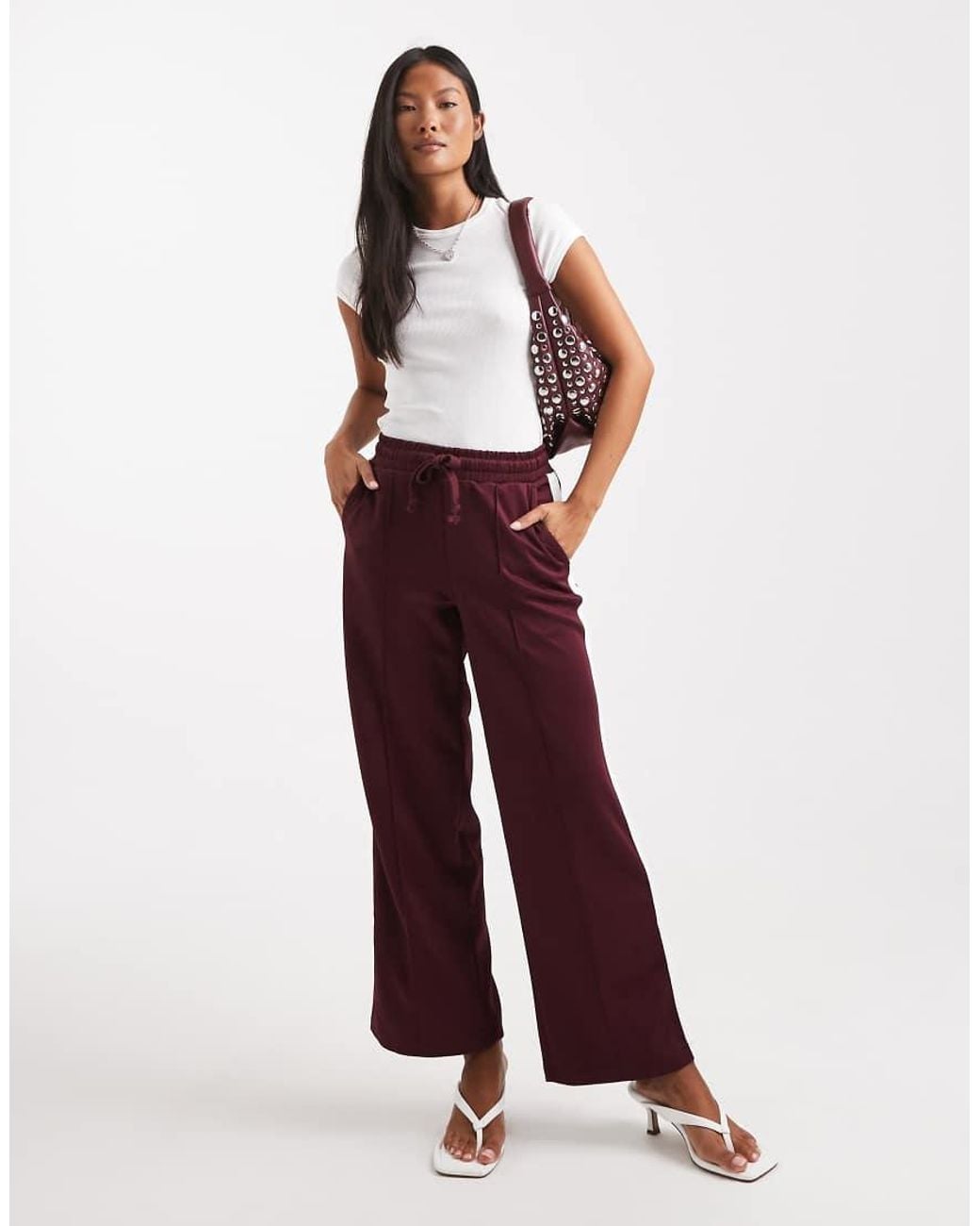 Noisy May Red Straight Leg Jersey Trouser