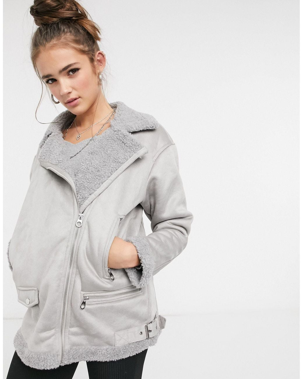 grey aviator jacket womens