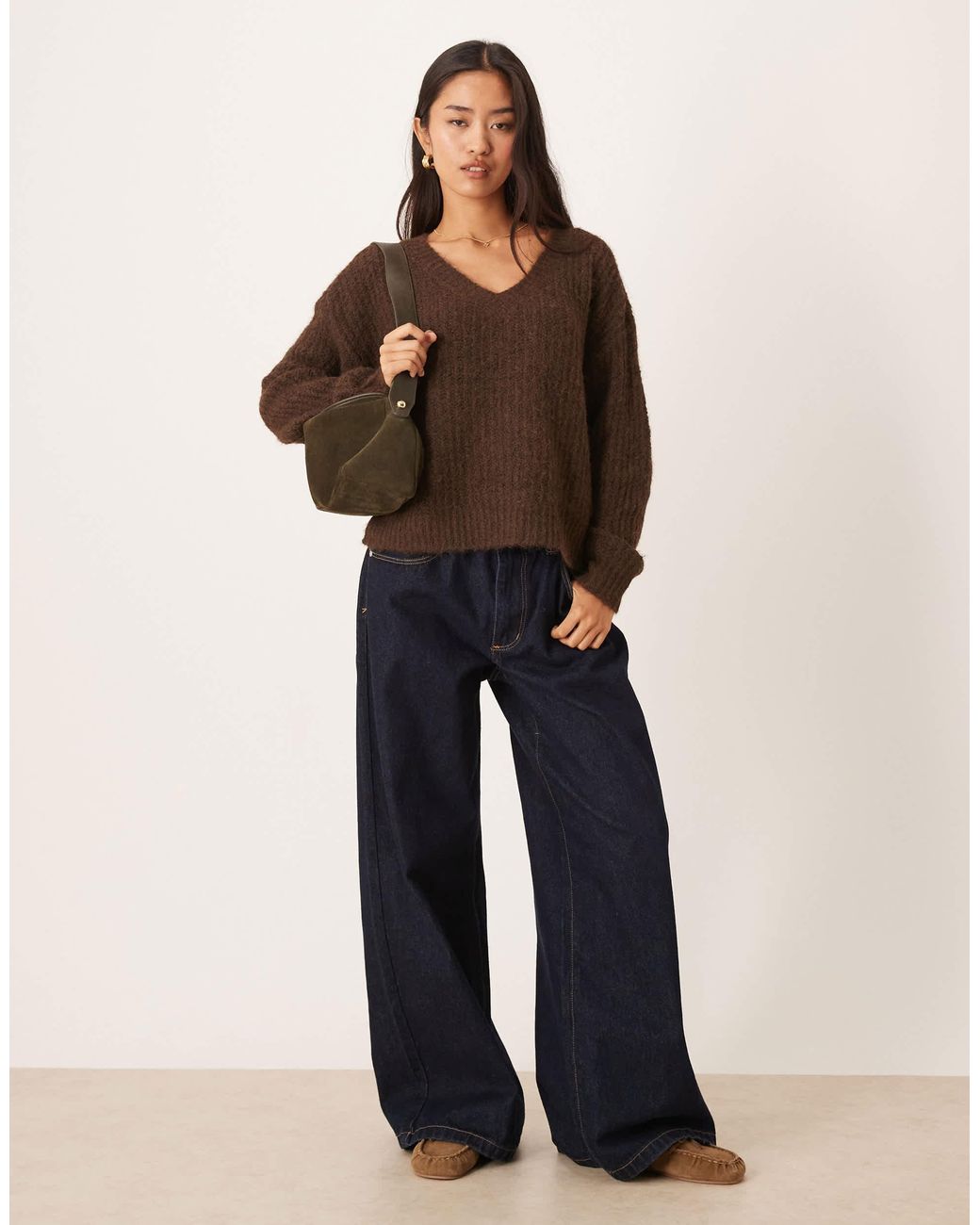 Vila Brown – flauschiger oversize-pullover aus strick