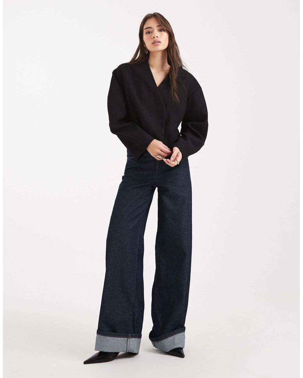 ASOS Black Cropped Textured Blazer
