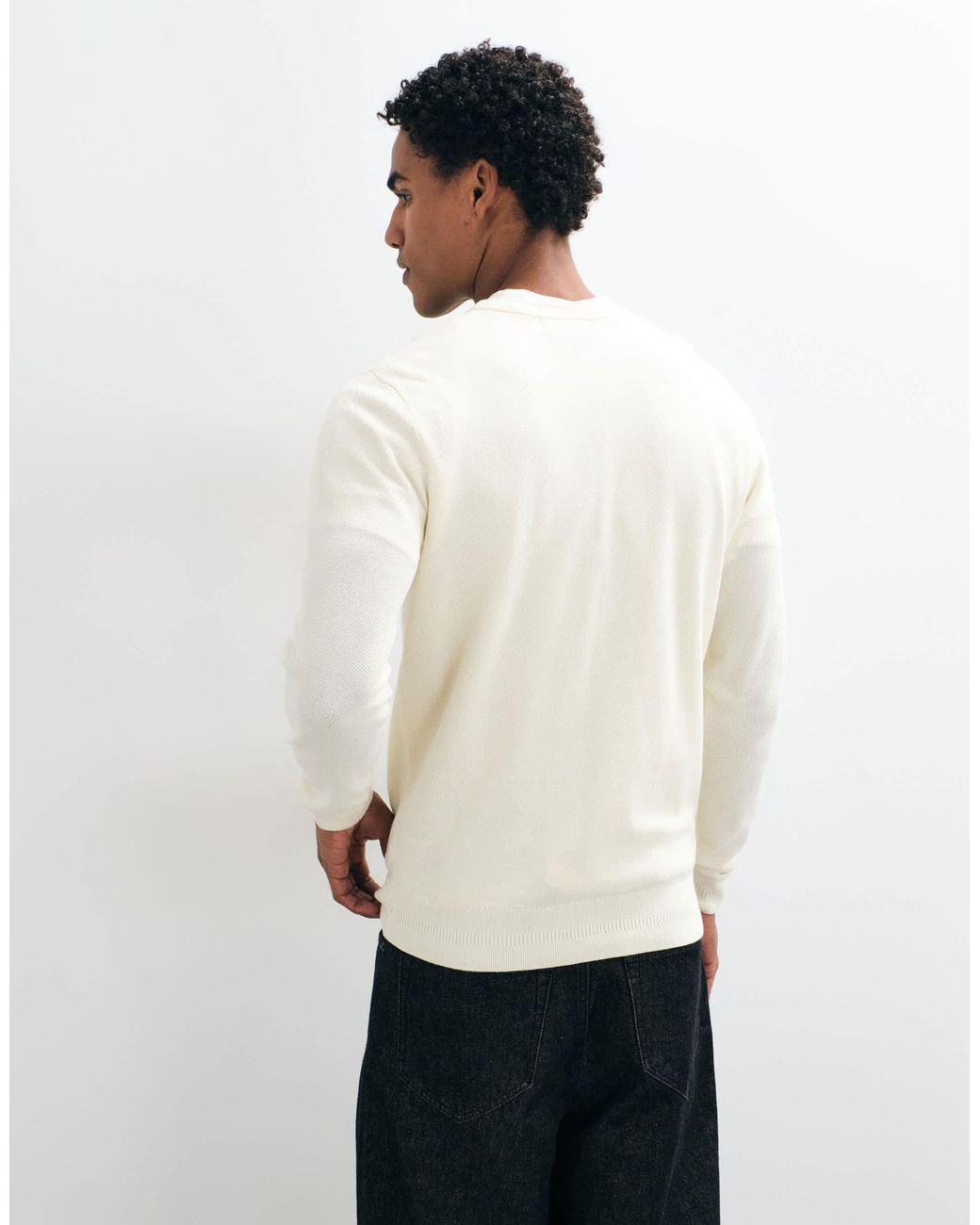 Fred Perry Pique-strickpullover mit logo in Natural für Herren
