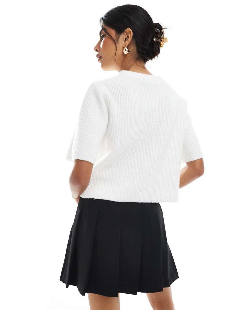 New Look White Box Pleat Mini Skirt