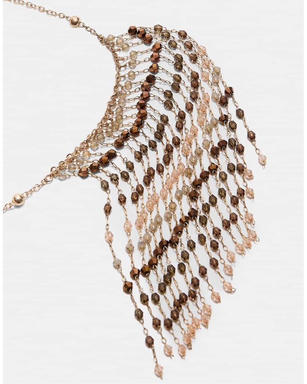 Stradivarius White Fringed Necklace