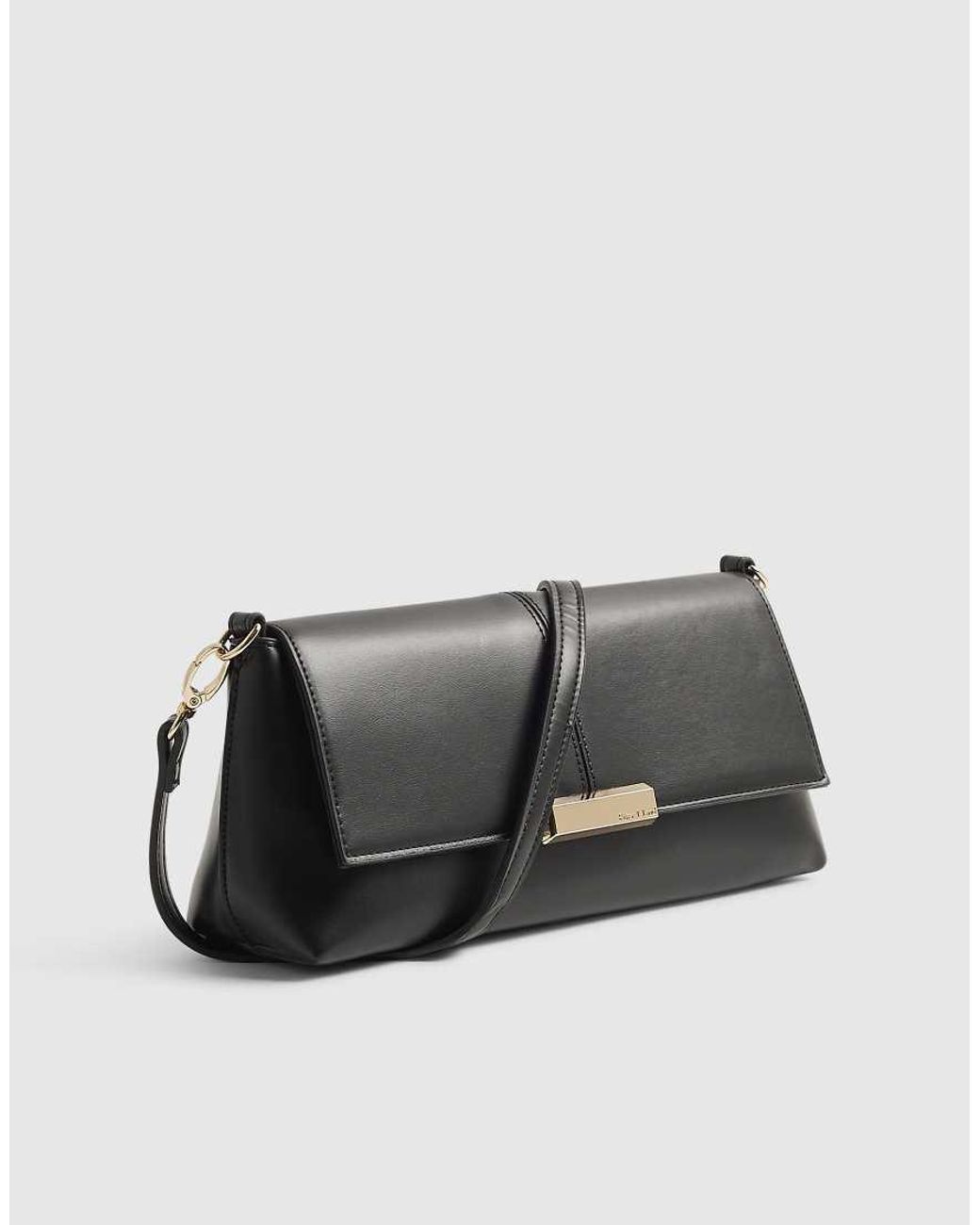 River Island White Bar Flap Over Clutch Bag