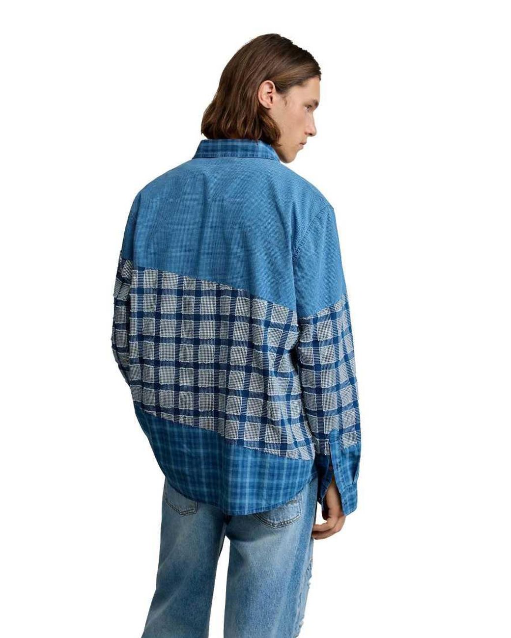 Desigual Blue Patch Checks Shirt for men