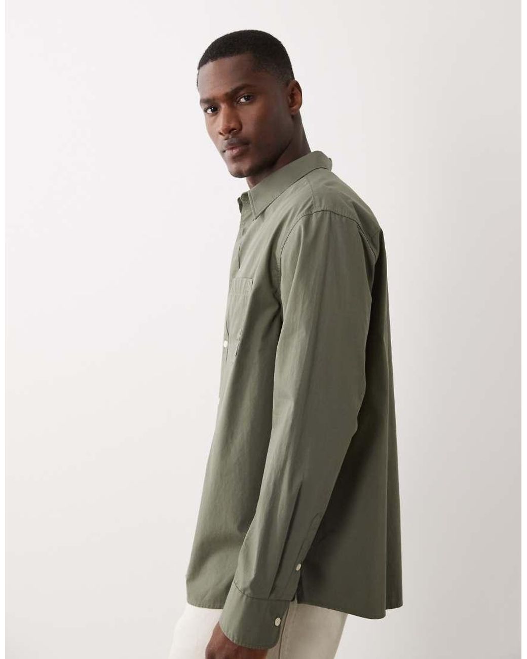 Calvin Klein Gray Relaxed Poplin Shirt for men