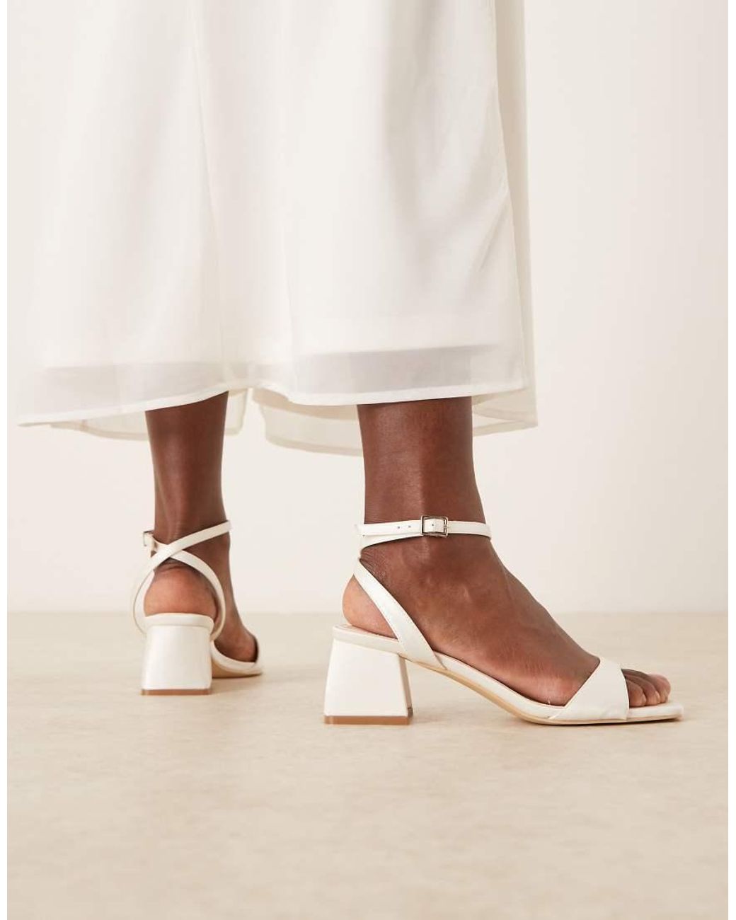 Be Mine Wide Fit Natural Bridal Ammie Low Block Heeled Sandals