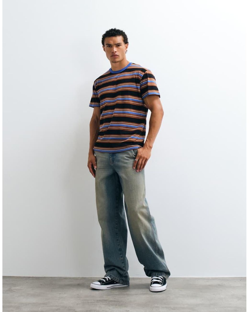Santa Cruz Blue Derby Stripe Short Sleeve T-Shirt for men
