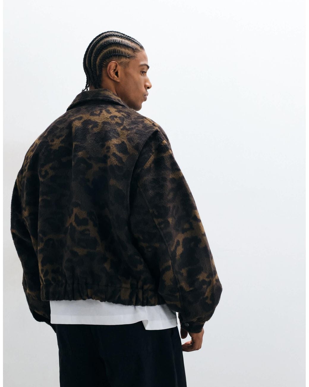 Bomber oversize léopard ASOS pour homme en coloris Black