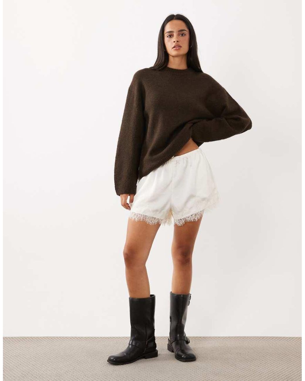 Gina Tricot Brown Crew Neck Knitted Wool Alpaca Jumper