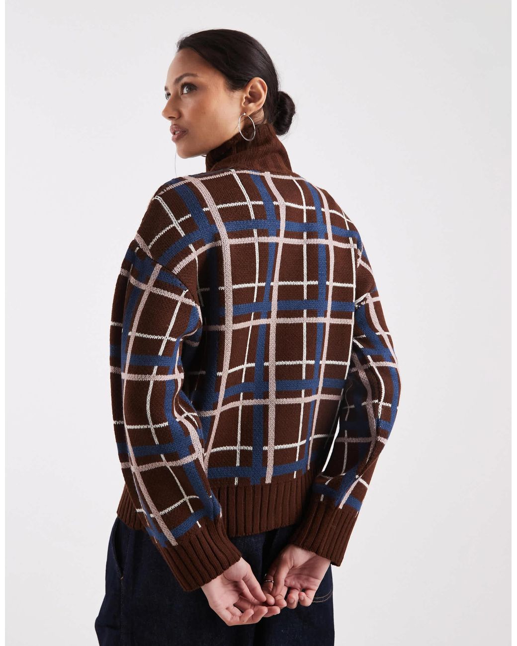 Collusion Brown Funnel Neck Cardigan