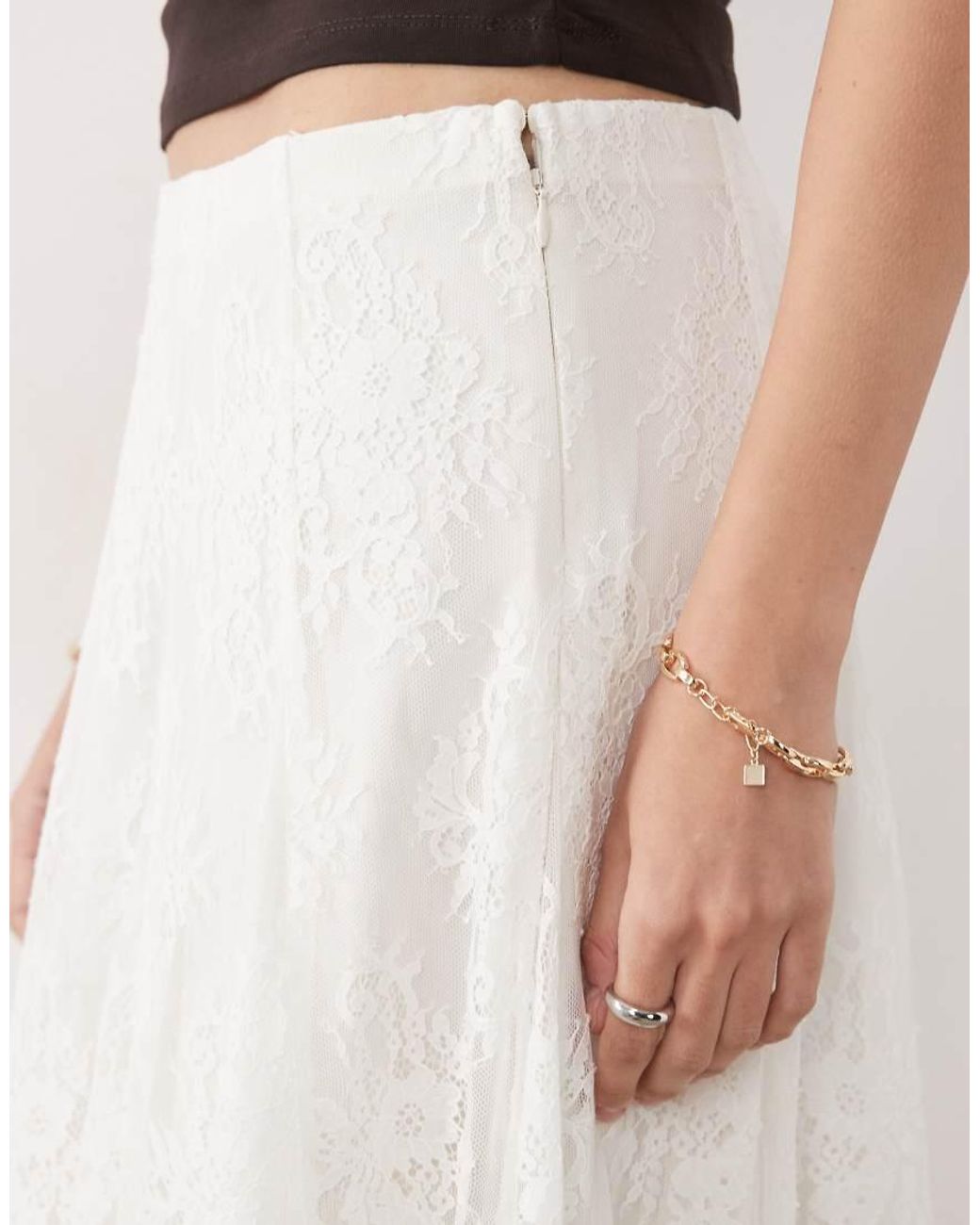 Abercrombie & Fitch White All Over Lace Midi Skirt