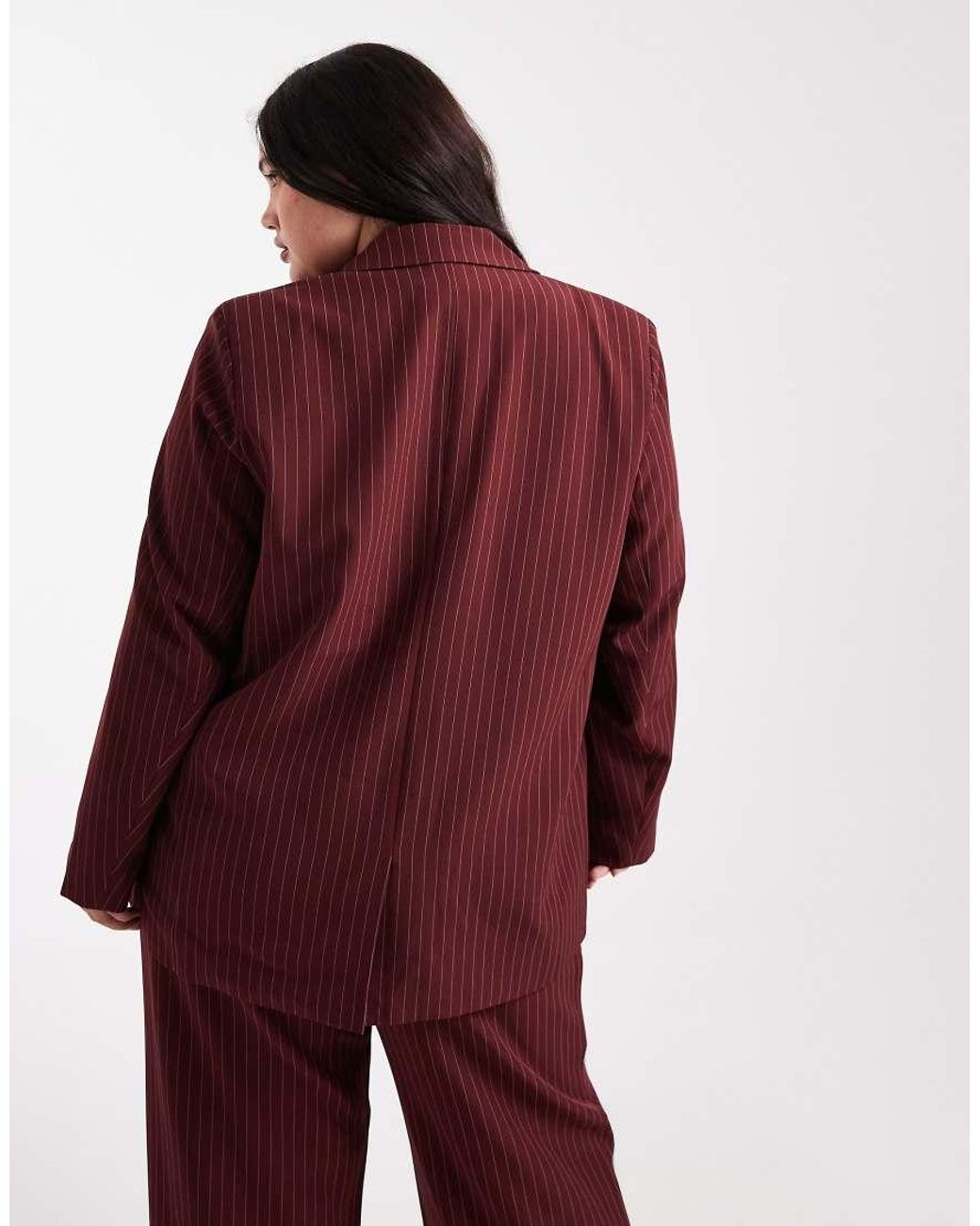 Pieces Plus Red Pieces Curve Tailo Blazer Co-ord
