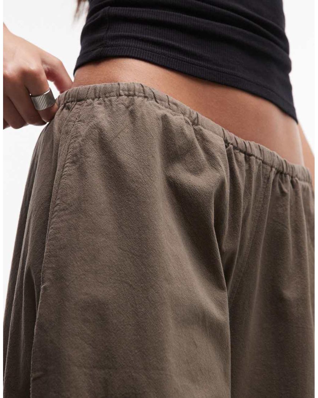 Weekday Brown Barrel Parachute Trousers