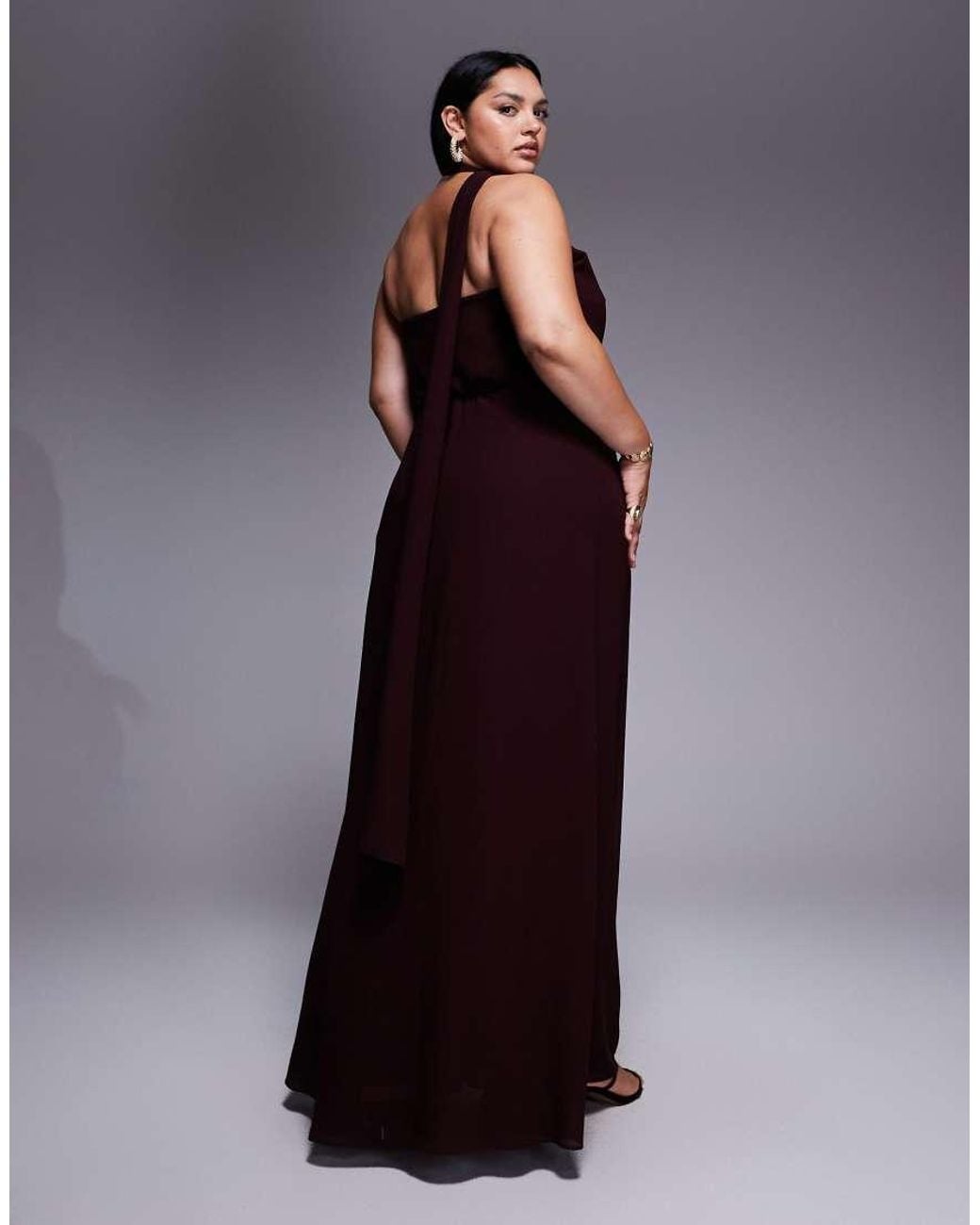 Tfnc Plus Purple One Shoulder Scarf Neck Maxi Dress