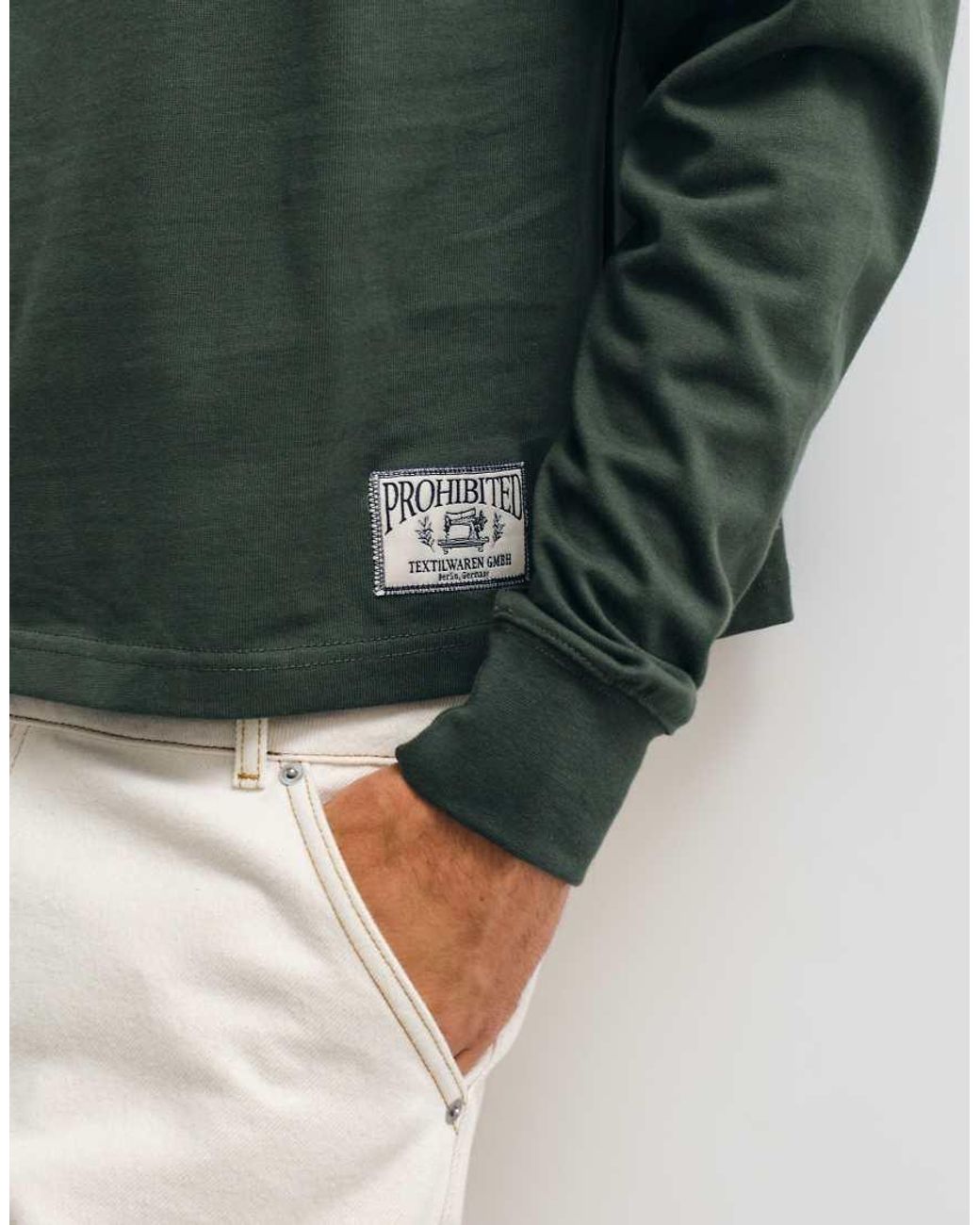 Prohibited Green Long Sleeve Polo Shirt for men