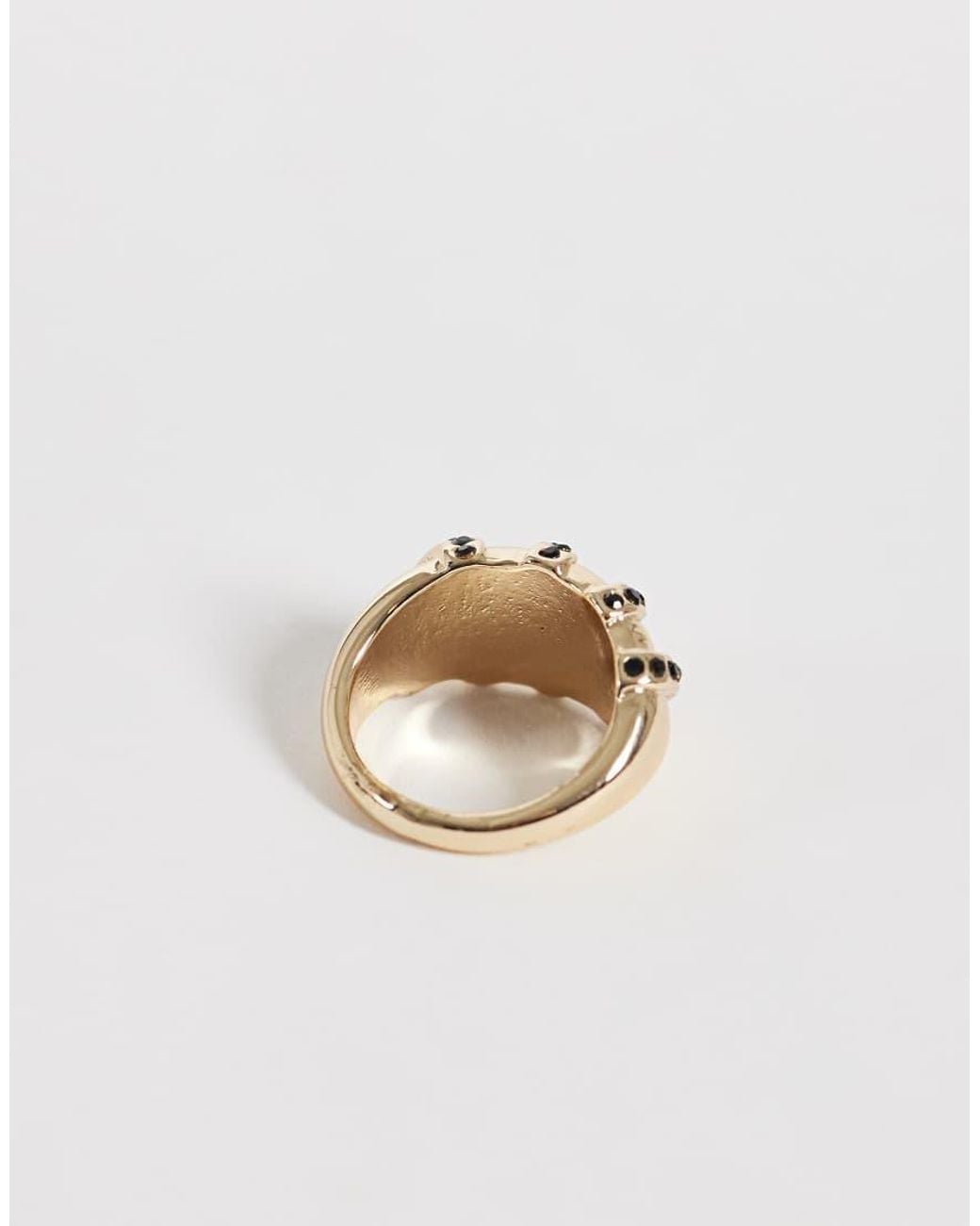 ASOS Metallic Ring With Swirl Crystal Stone Set Detail