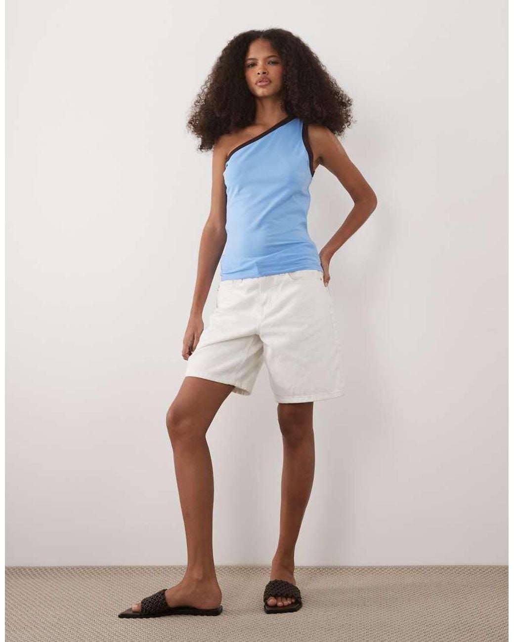 ASOS Blue One-shoulder Ringer Top