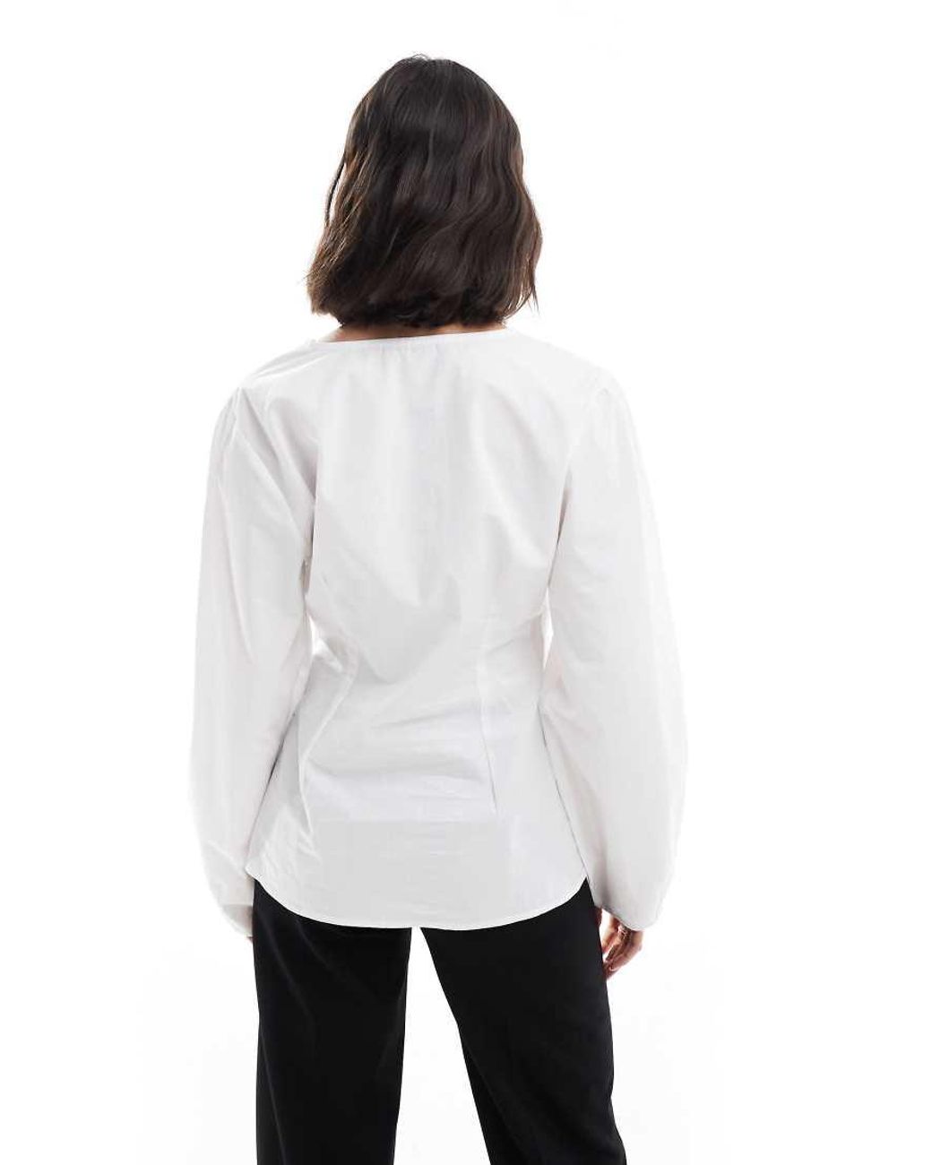 ASOS White Poplin Wrap Placket Cocoon Sleeve Shirt
