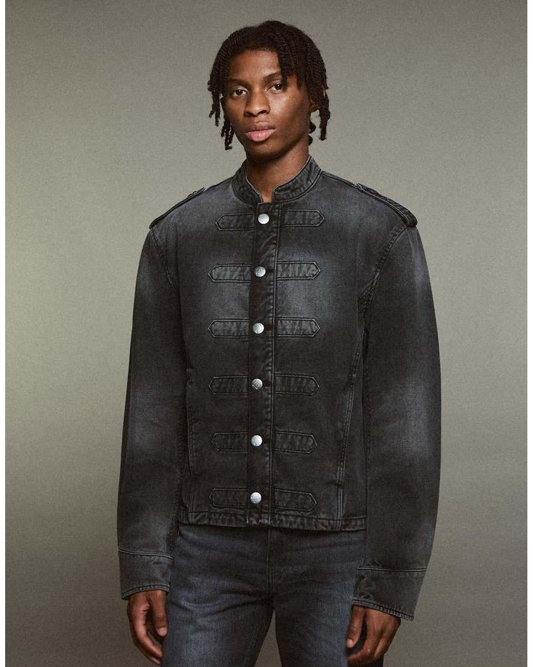 Bershka Gray Button-Up Jacket for men