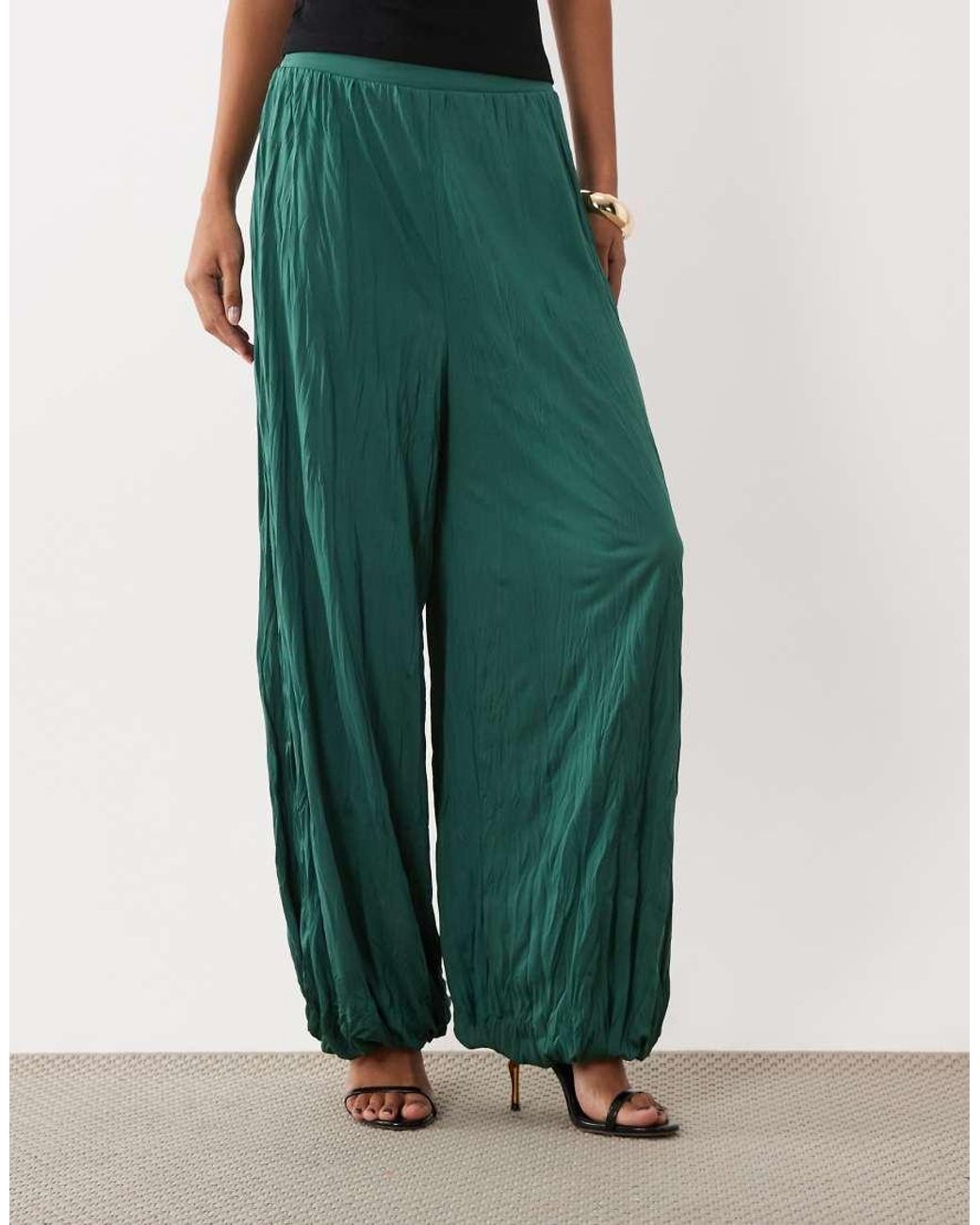 ASOS Green Crinkle Balloon Pants