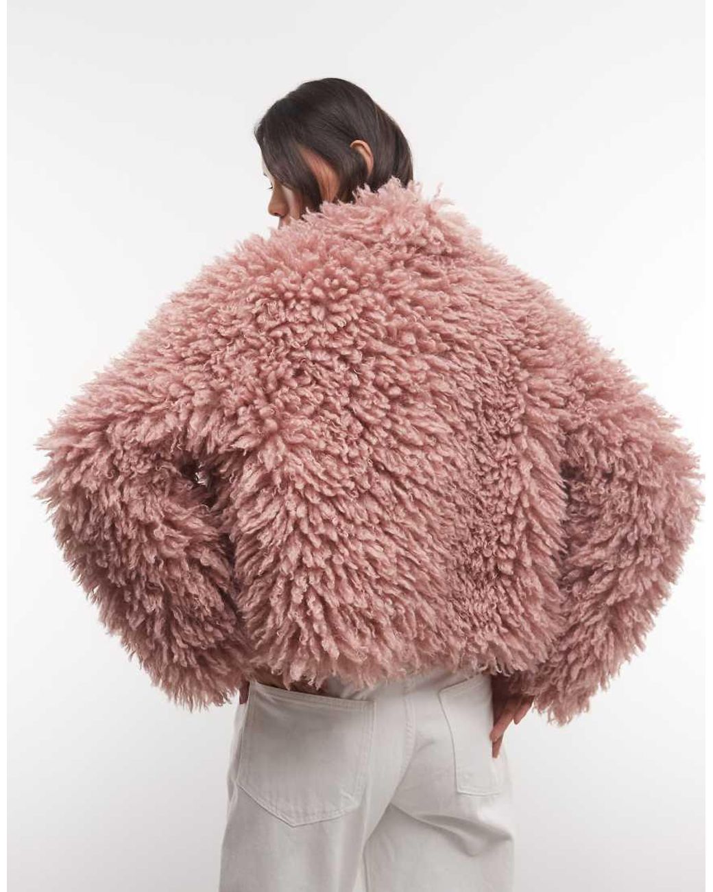 The Ragged Priest Red Boxy Fitted shaggy Jacket