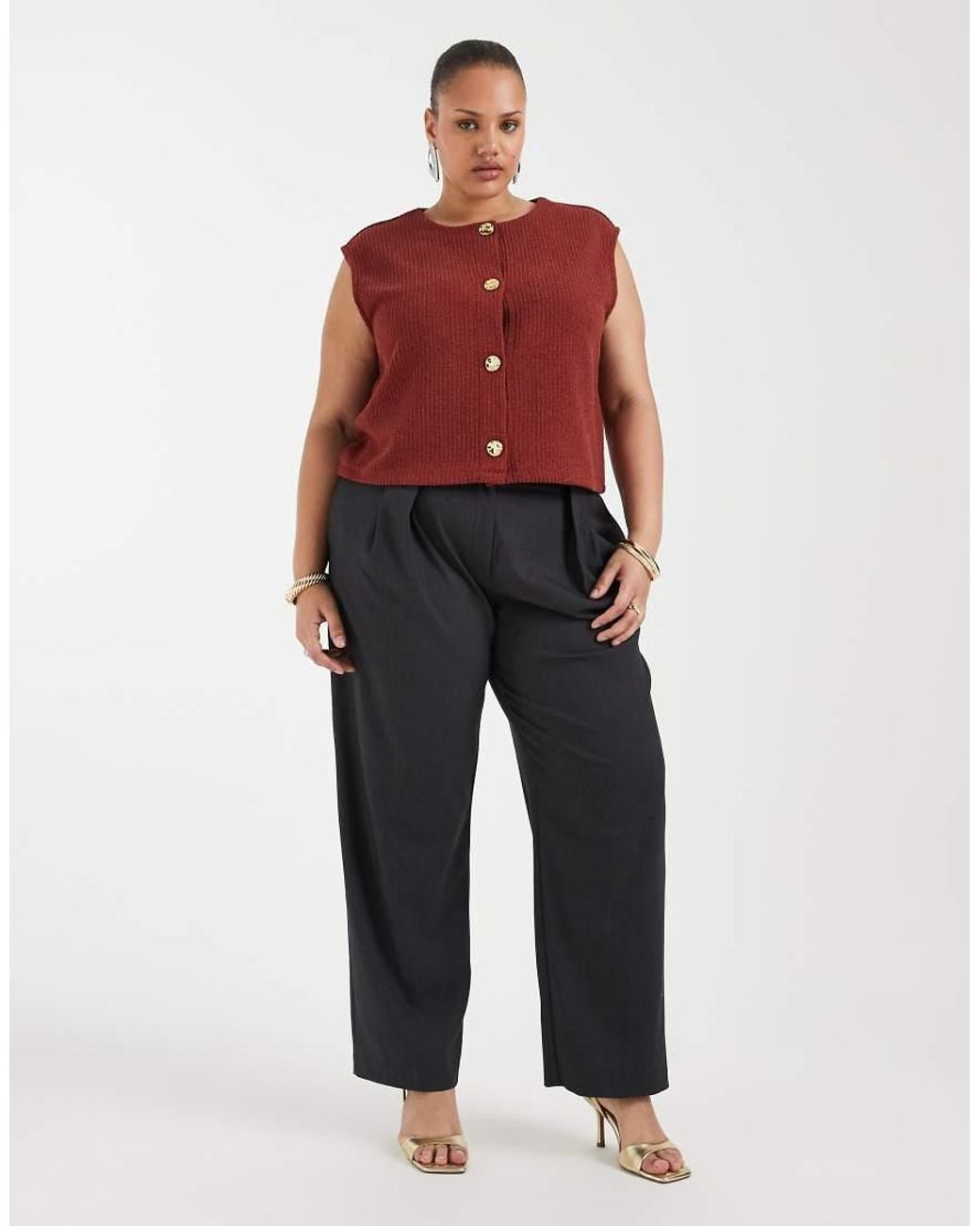ONLY Red Buttons Detail Vest