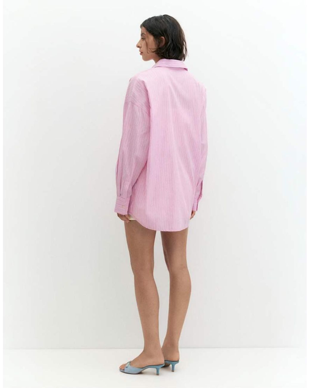 Pull&Bear Pink Striped Oversized Shirt