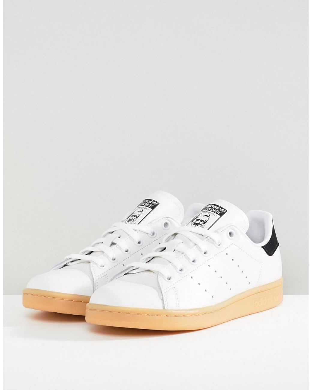 adidas Originals Stan Smith Sneakers In Off White With Gum Sole in
