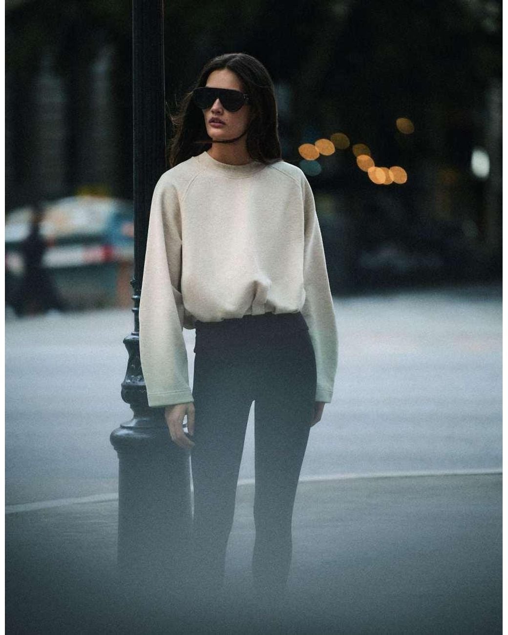 Bershka Black Round Neck Sweatshirt With Gathered Hem