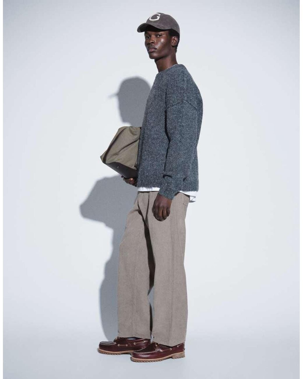 Jack & Jones Gray Alex Baggy Cord Trousers for men