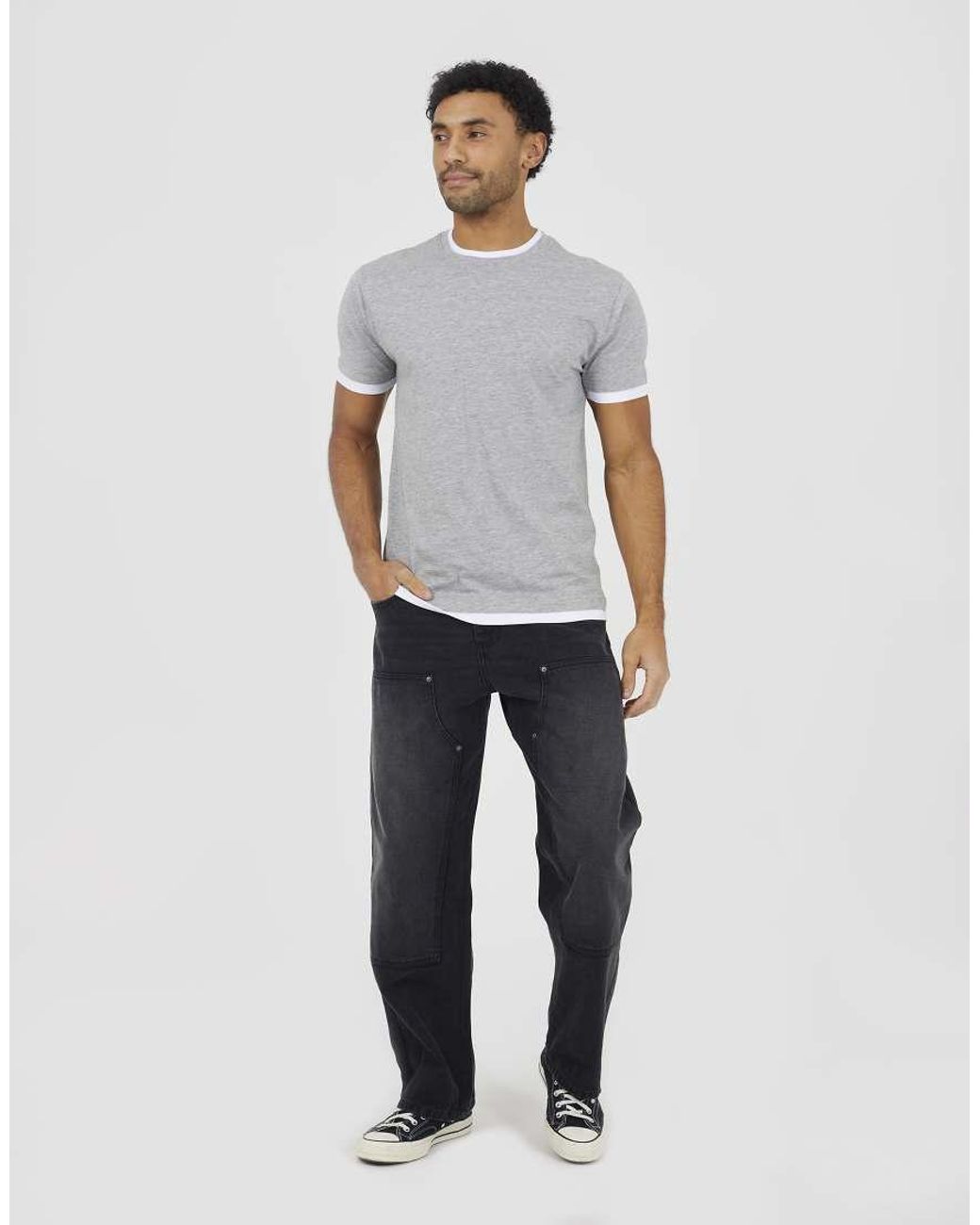 Brave Soul Gray Cotton Contrast Trim T-Shirt for men