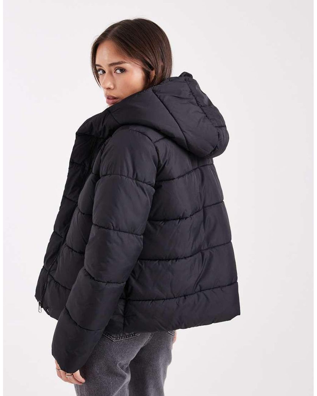 Vero Moda Blue Short Puffer Coat With Hidden Zip Detail