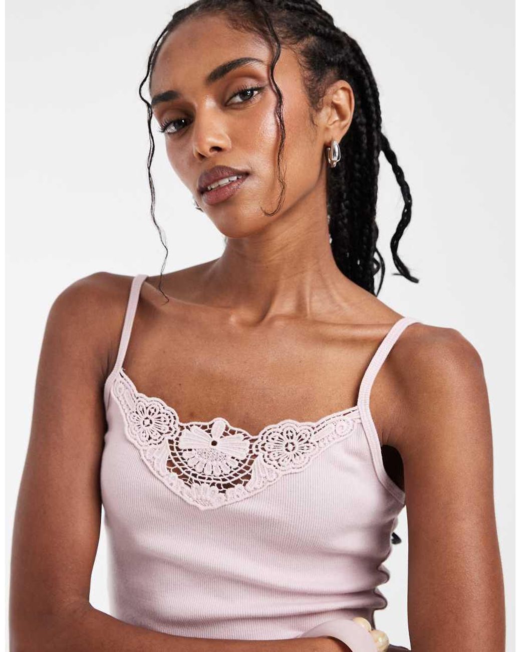 Hollister White Lace V Neck Front Cami
