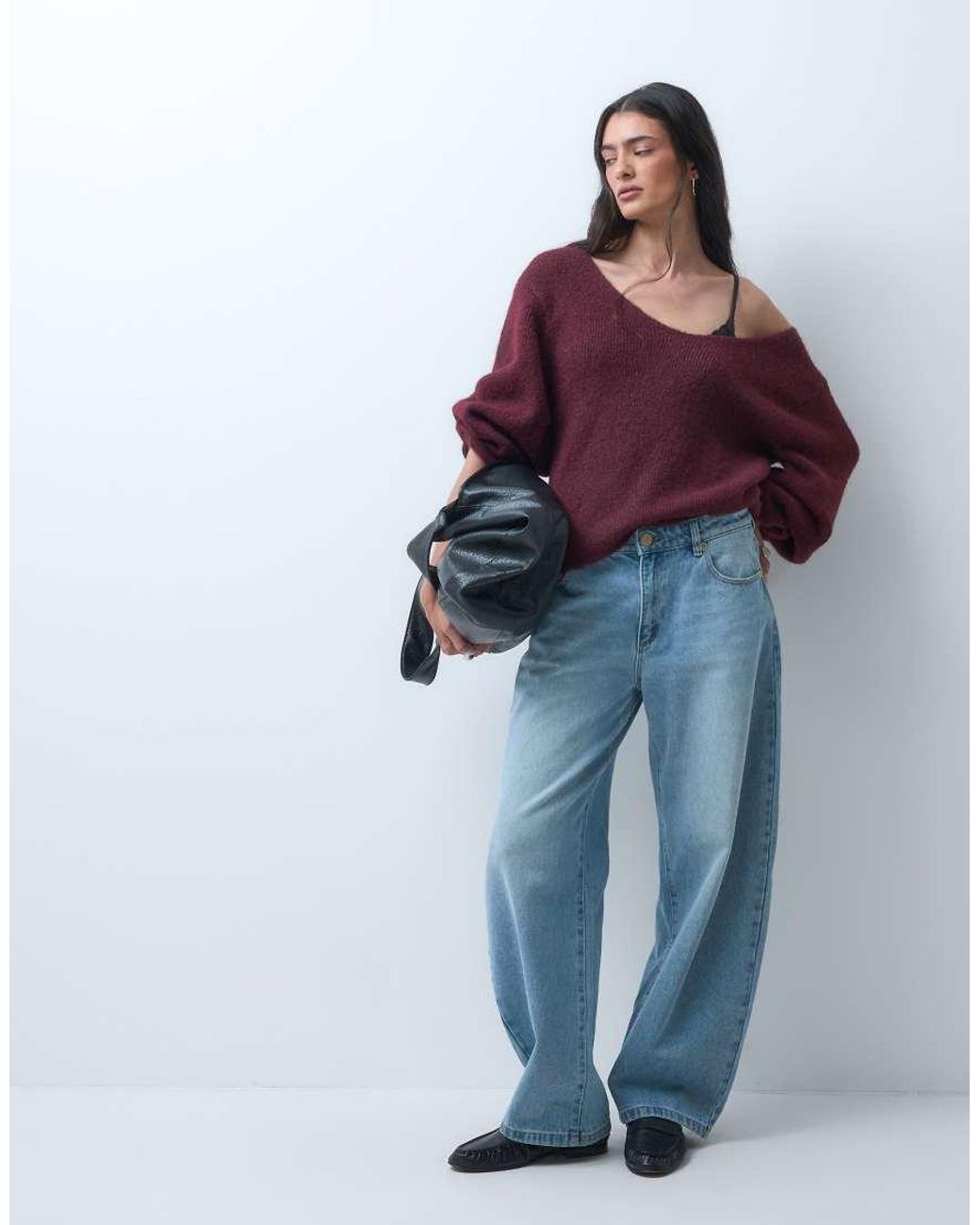 Monki Purple Knitted V-neck Jumper