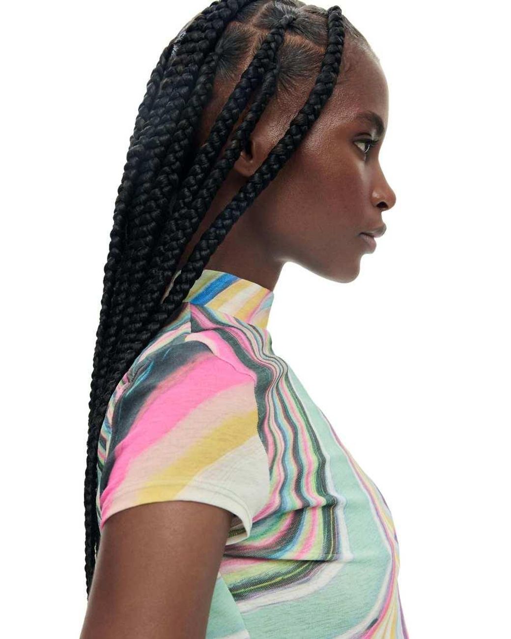 Desigual Blue Printed Wavy T-Shirt