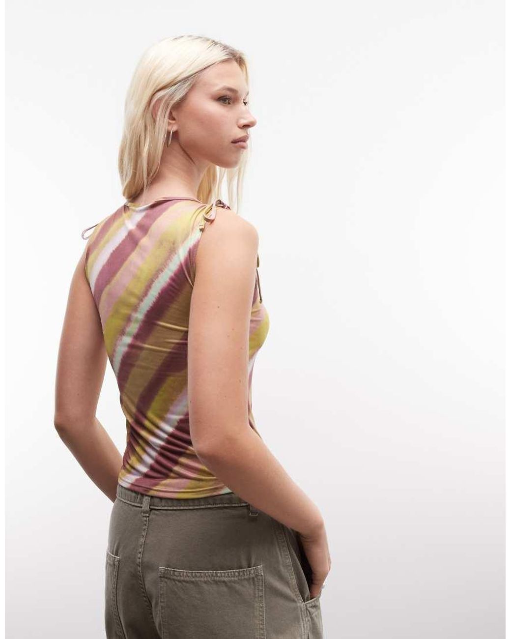 Reclaimed Vintage Multicolor Slash Neck Top