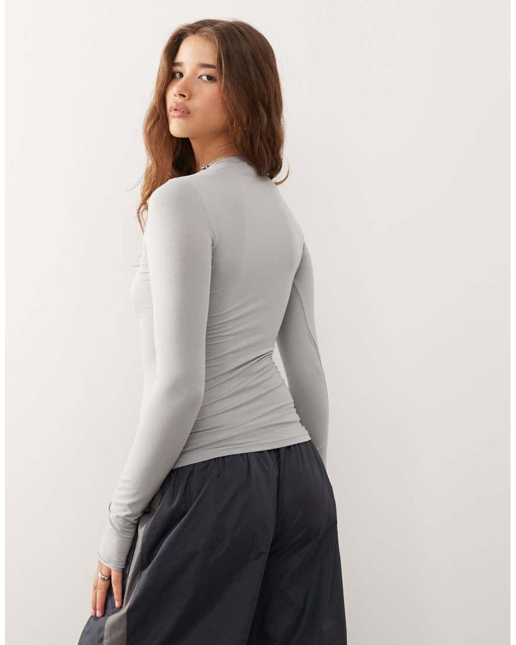 Weekday Gray Slim Fit Super Soft Long Sleeve Top