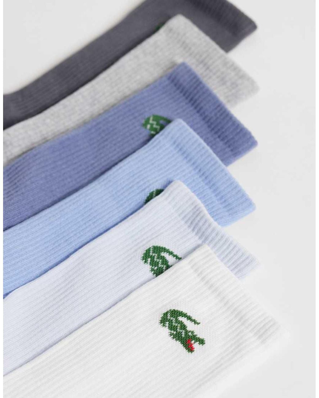 Lacoste Blue 6 Pack Croc Logo Long Coloured Sports Socks for men