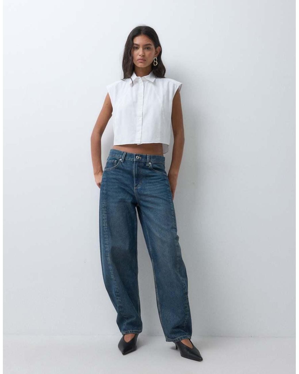 HUGO White Estate Cropped Sleeveless Shirt