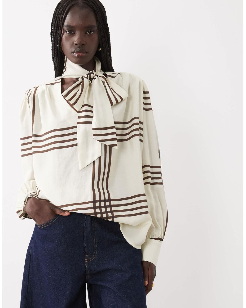 ASOS White Tie Neck Blouse