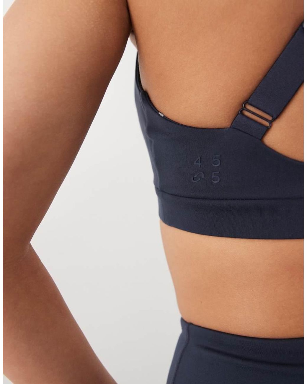 4505 Blue V-neck Medium Support Sports Bra With Adjustable Straps