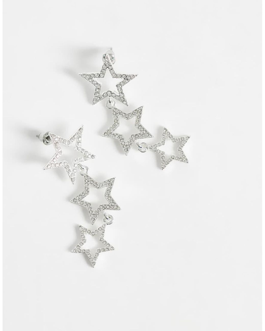 Accessorize White Gradual Metal Star Drop Earrings