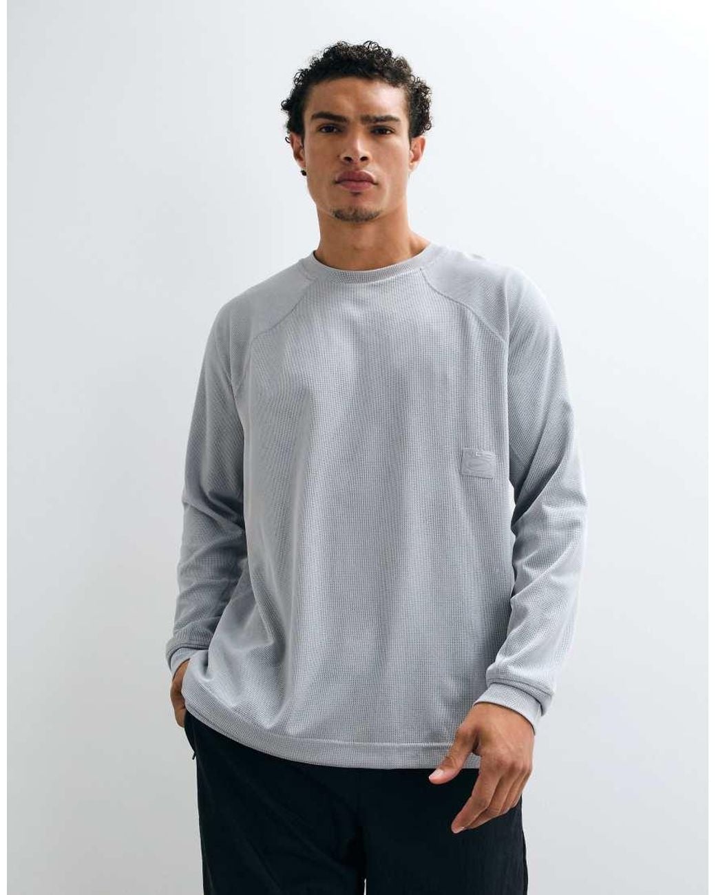 Nike Gray Nac Dri-Fit Long Sleeve Mesh Top for men