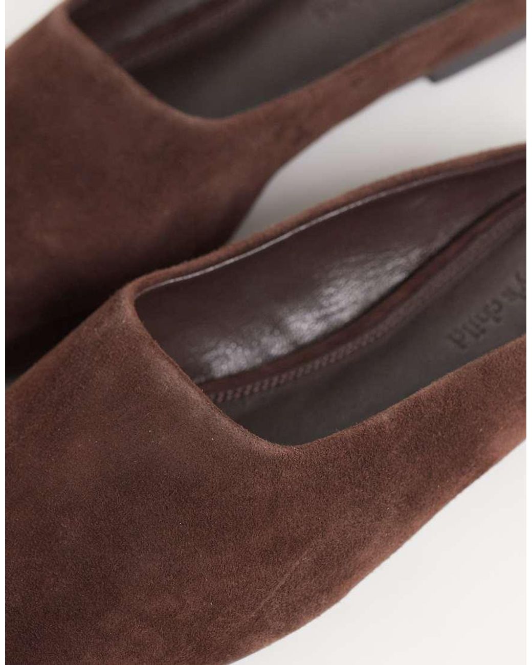 Nobody's Child Brown Real Suede Square Toe Open Back Ballerina Shoes