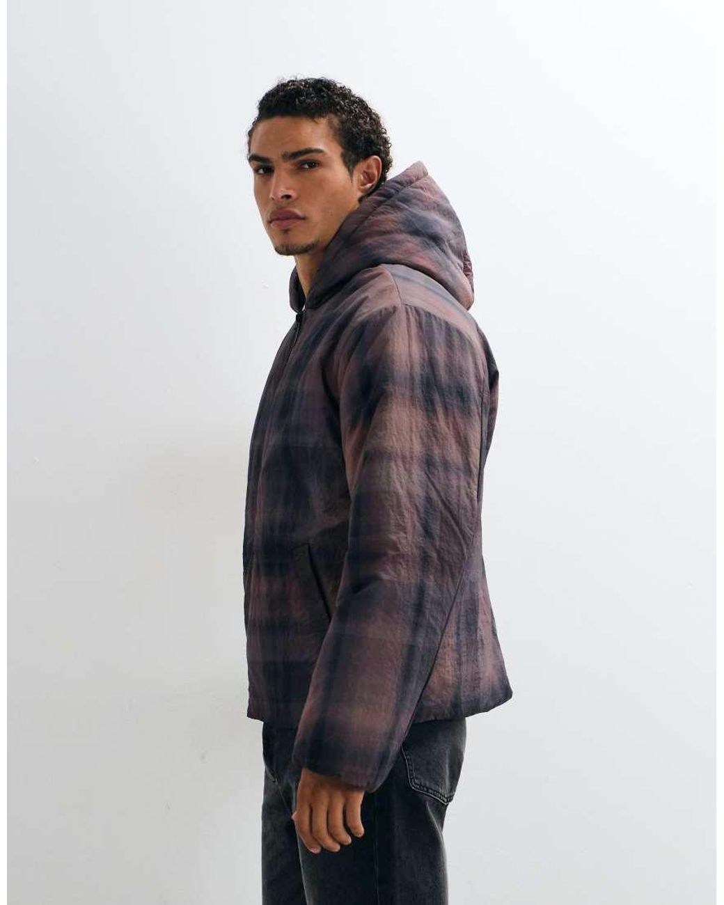 ASOS Black Hooded Puffer Jacket for men