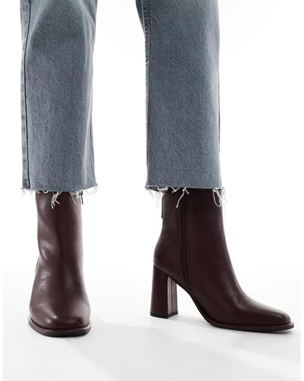 London Rebel Maddie Block Heel Ankle Boot in White Lyst UK