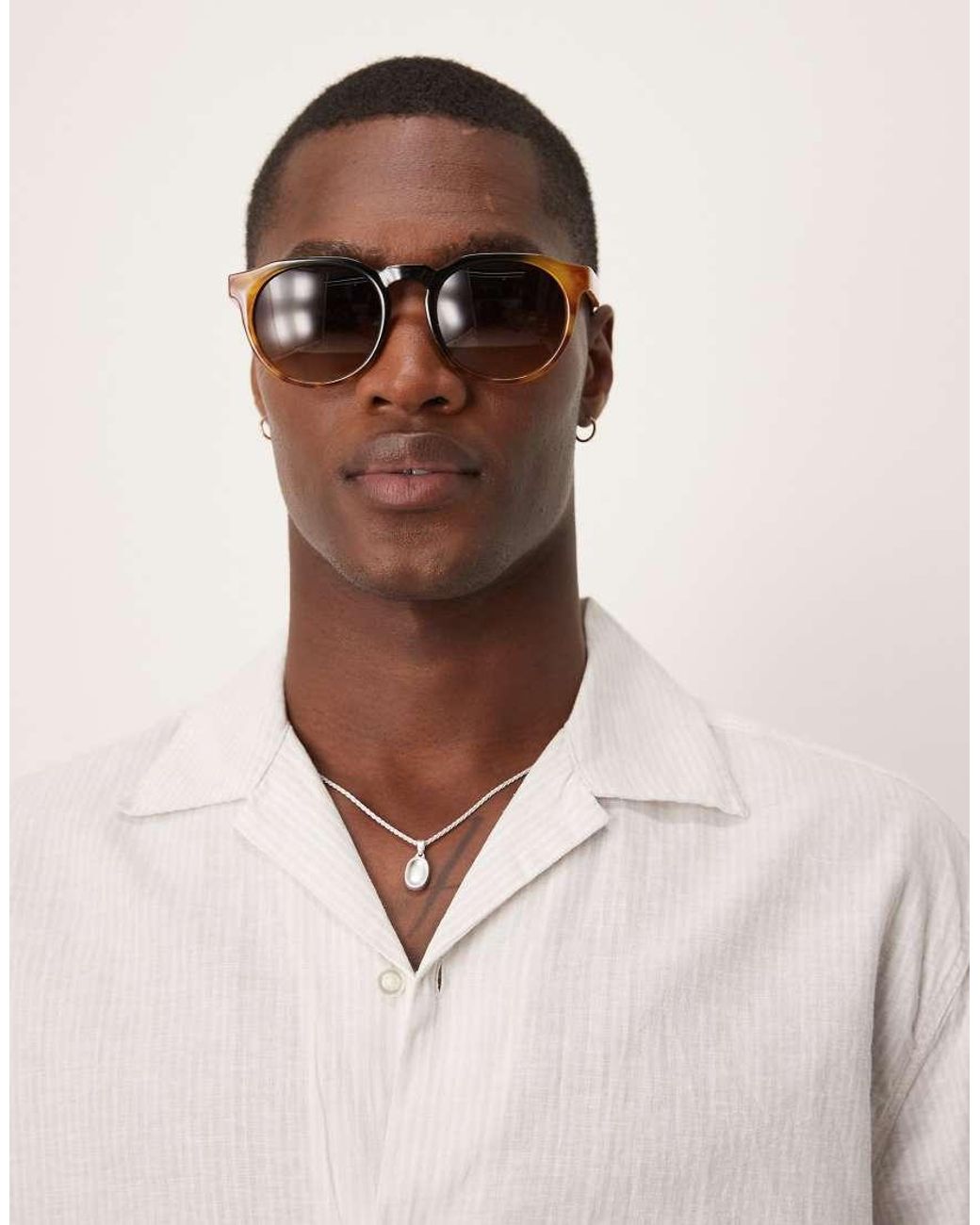 Camicia Bianca A Righe di SELECTED in Natural da Uomo