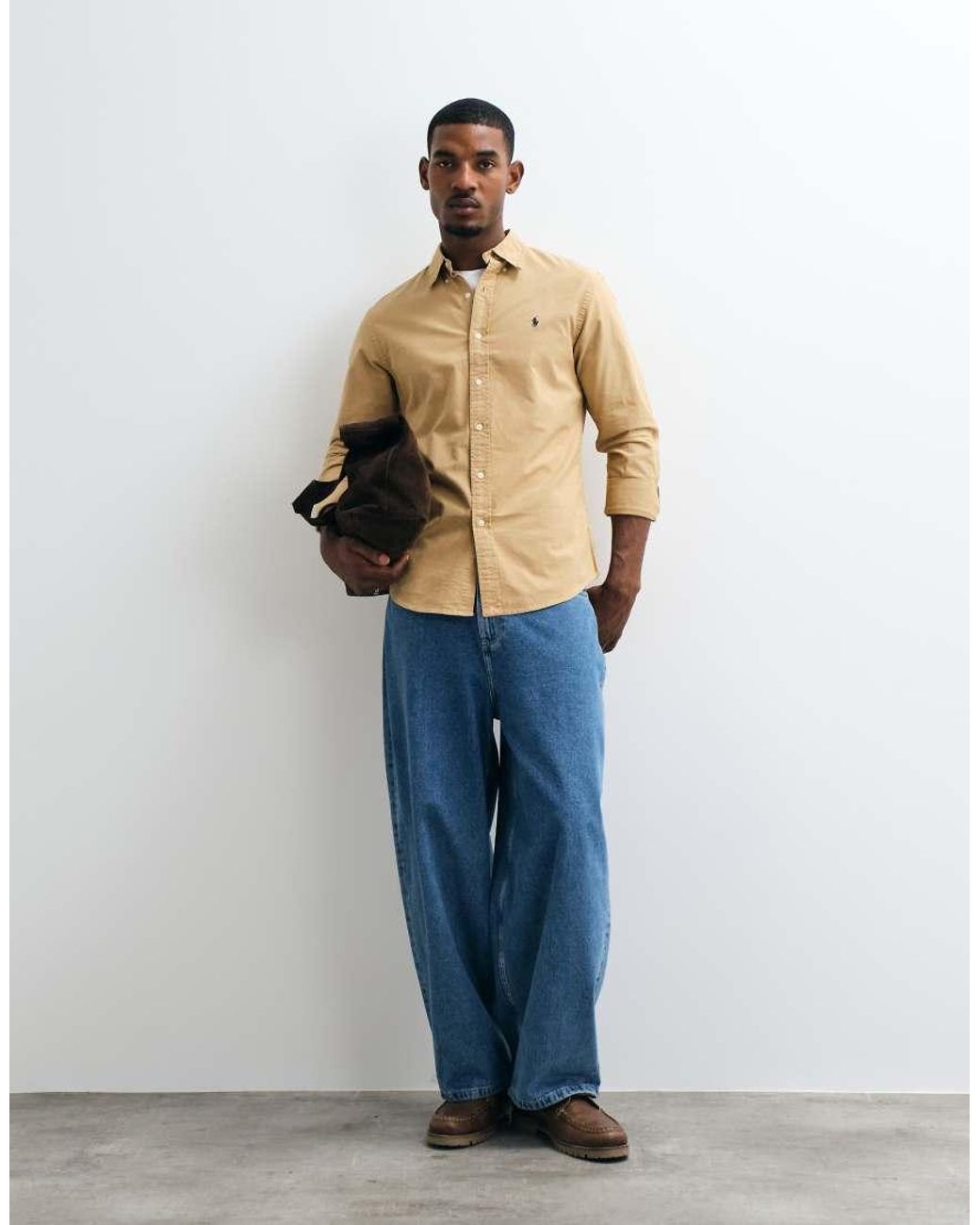Polo Ralph Lauren Blue Icon Logo Slim Fit Garment Dyed Oxford Shirt for men