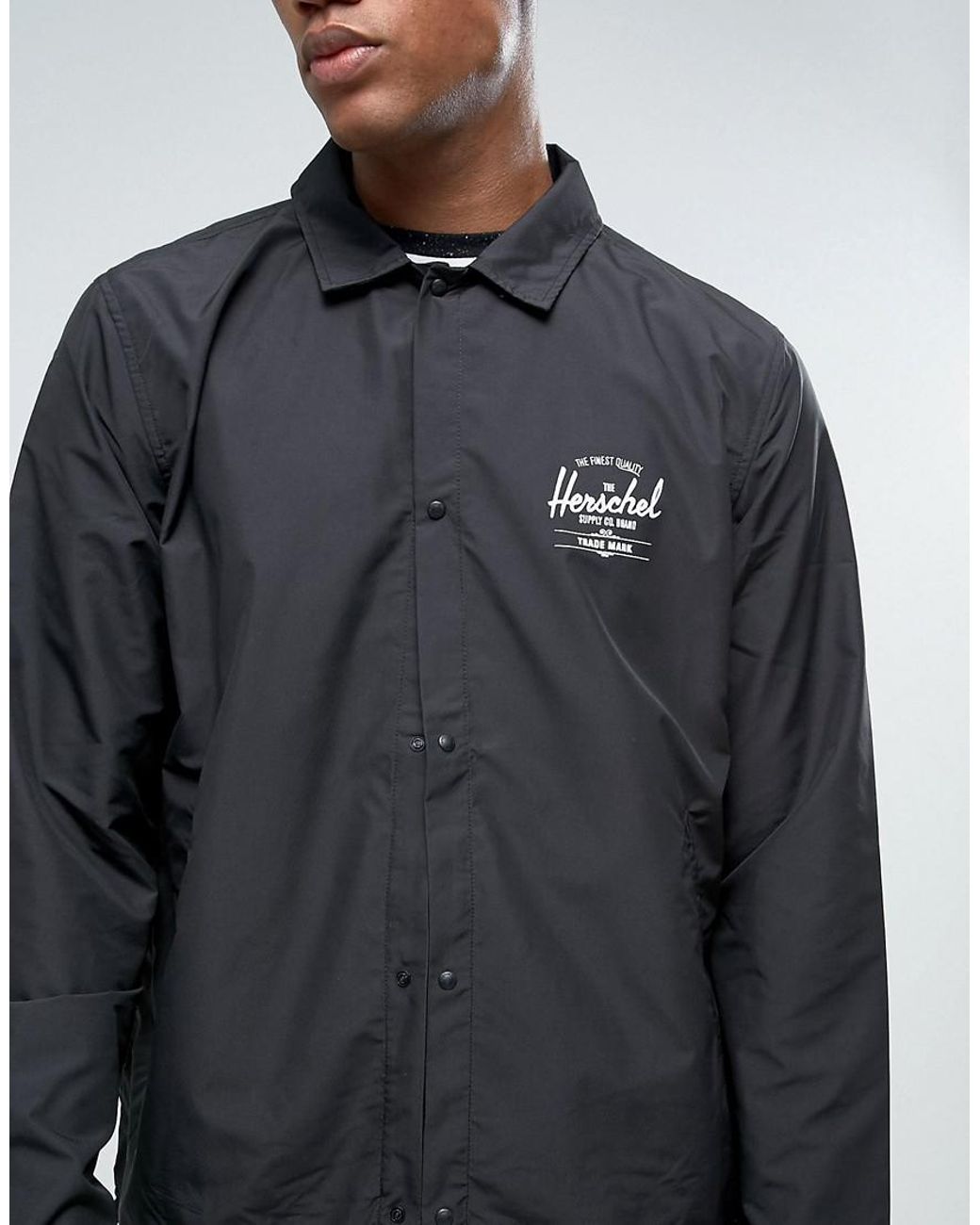 Herschel Supply Co. Herschel Voyage Packable Coach Jacket Back Logo Print  In Black Uk Exclusive for Men | Lyst